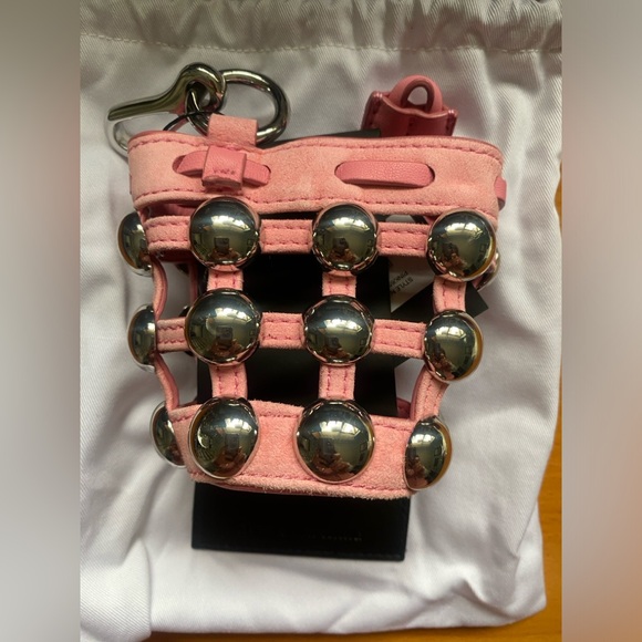ALEXANDER WANG MINI ROXY Bag CAGED SUEDE KEYCHAIN PINK NWT $600 # 1 - Picture 6 of 16